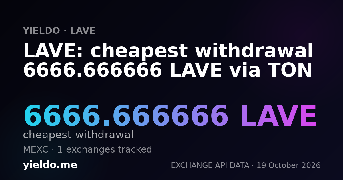 LAVE: cheapest withdrawal 6666.666666 LAVE via TON