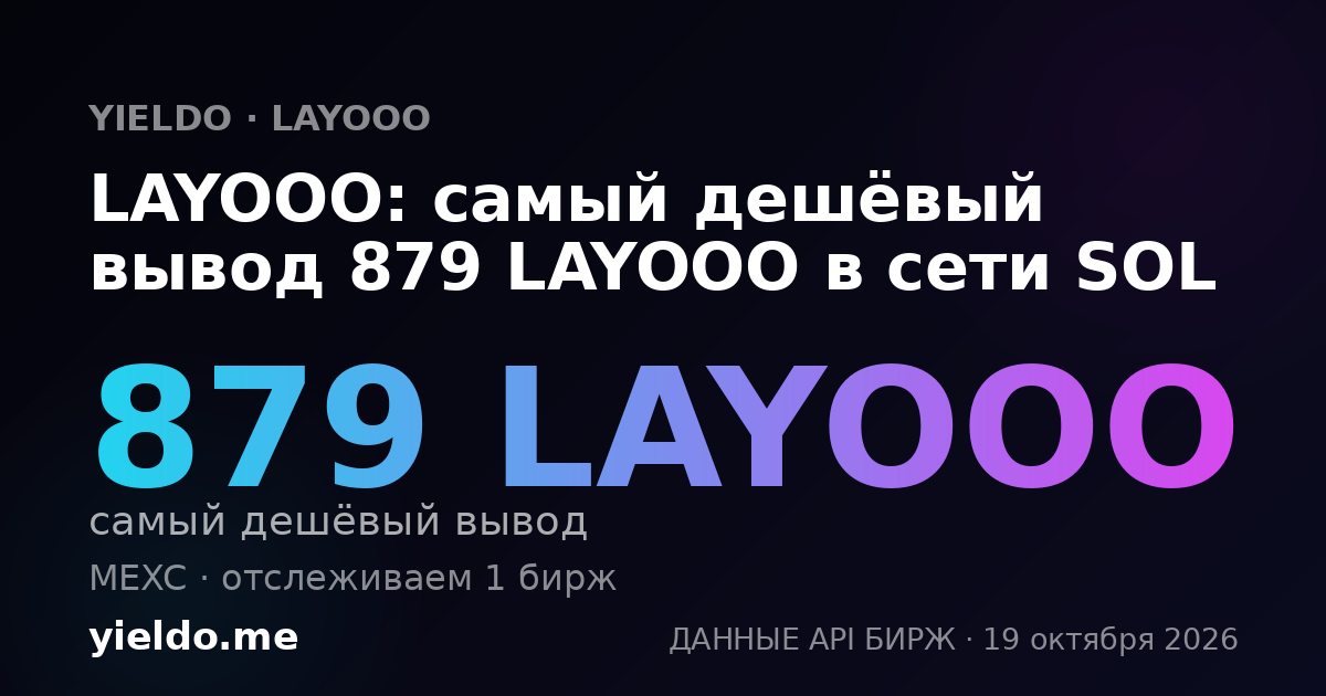 LAYOOO: самый дешёвый вывод 879 LAYOOO в сети SOL