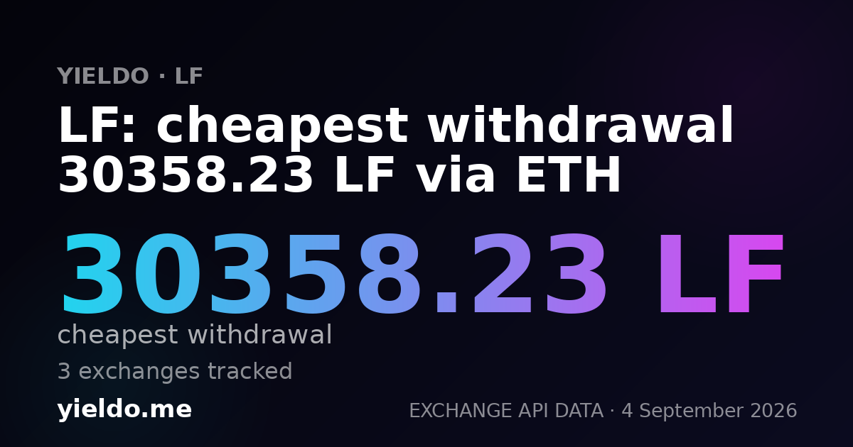LF: cheapest withdrawal 27517.89 LF via ETH