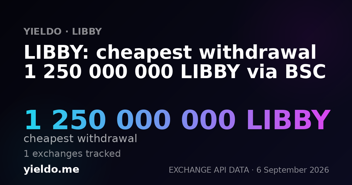 LIBBY: cheapest withdrawal 1 250 000 000 LIBBY via BSC