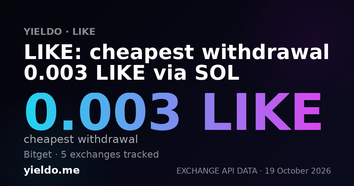 LIKE: cheapest withdrawal 0.003 LIKE via SOL