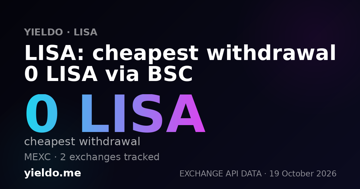 LISA: cheapest withdrawal 0 LISA via BSC