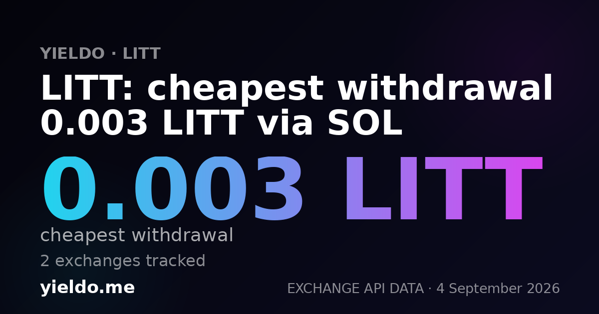 LITT: cheapest withdrawal 0.003 LITT via SOL