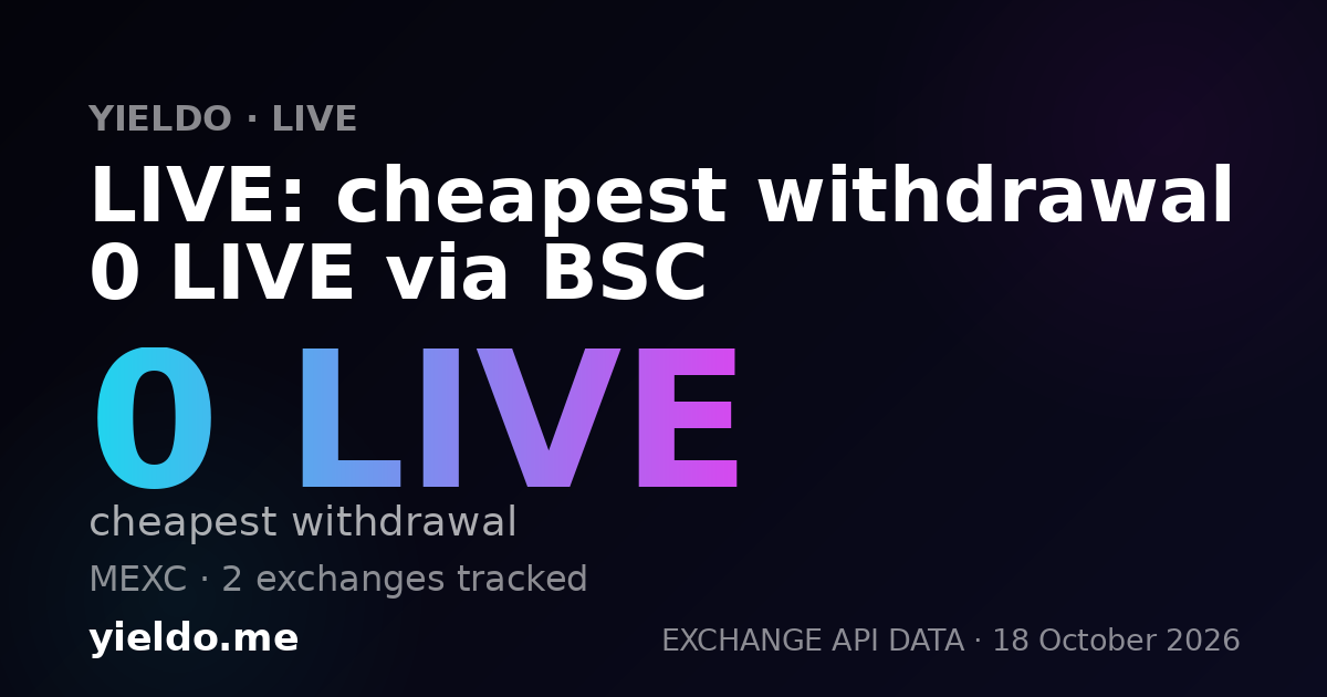 LIVE: cheapest withdrawal 0 LIVE via BSC