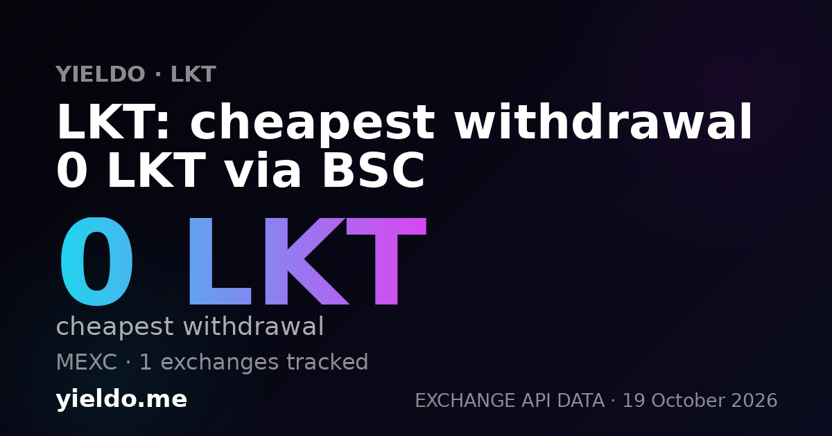 LKT: cheapest withdrawal 0 LKT via BSC