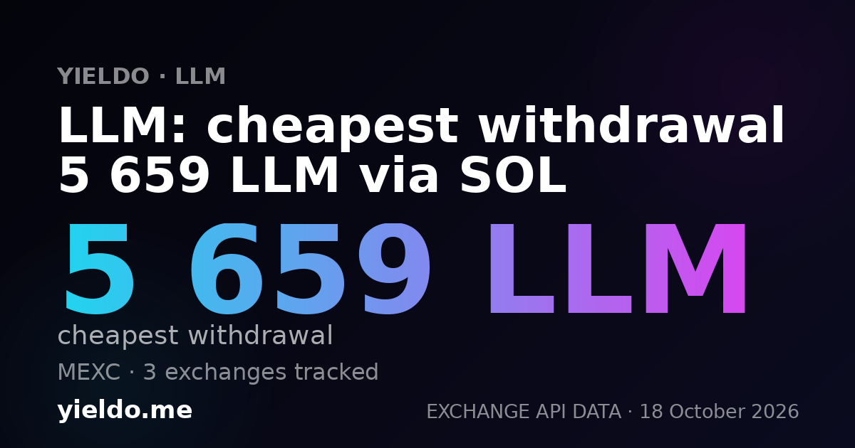 LLM: cheapest withdrawal 5 659 LLM via SOL