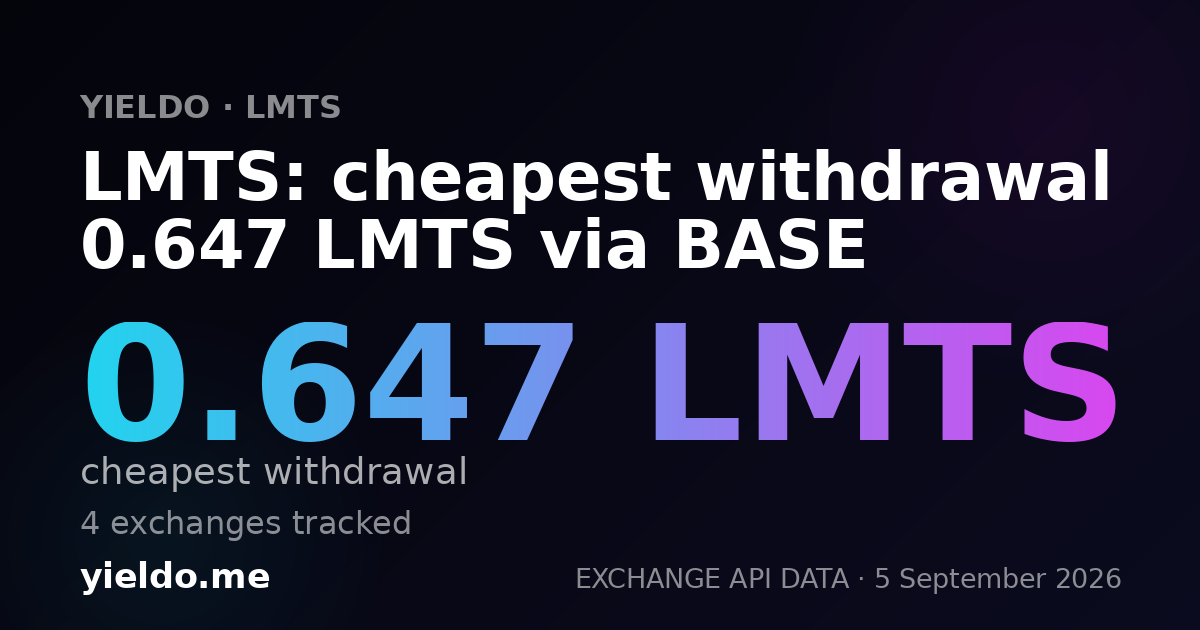 LMTS: cheapest withdrawal 0.647 LMTS via BASE