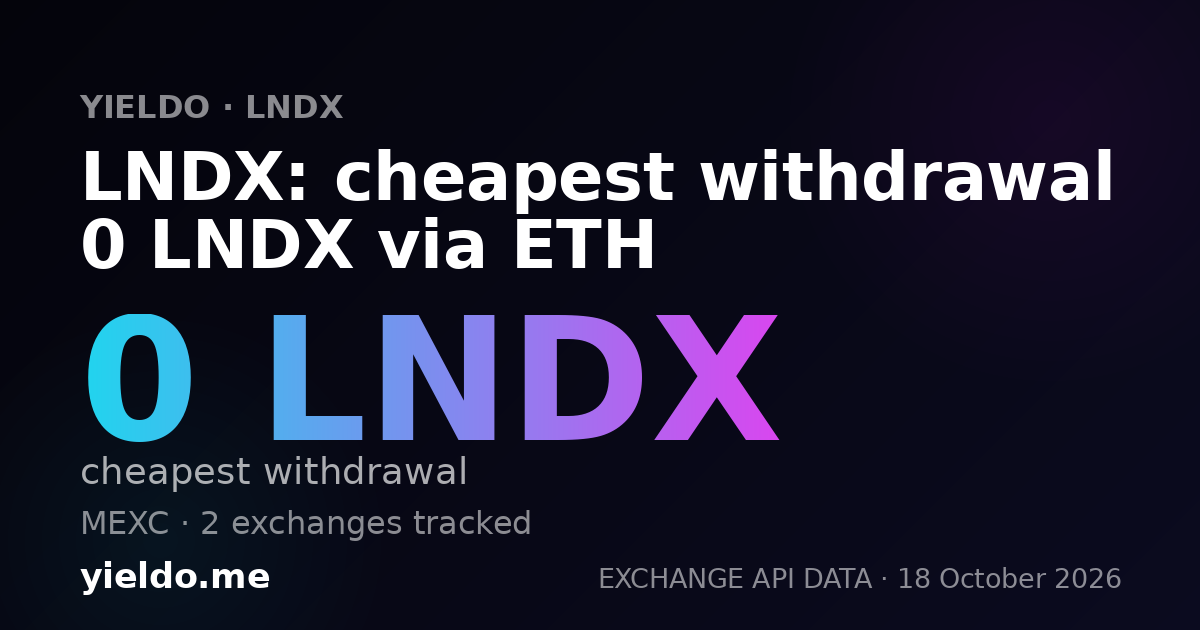 LNDX: cheapest withdrawal 0 LNDX via ETH
