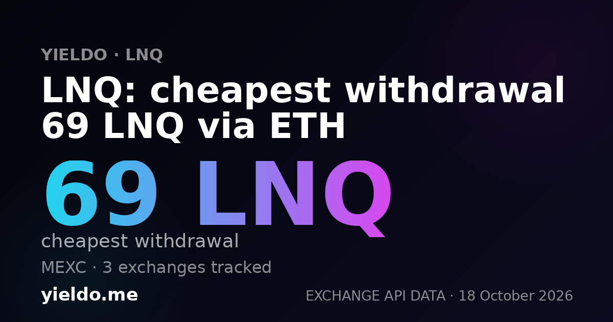 LNQ: cheapest withdrawal 69 LNQ via ETH