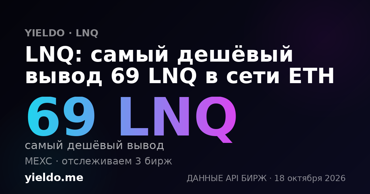 LNQ: самый дешёвый вывод 69 LNQ в сети ETH