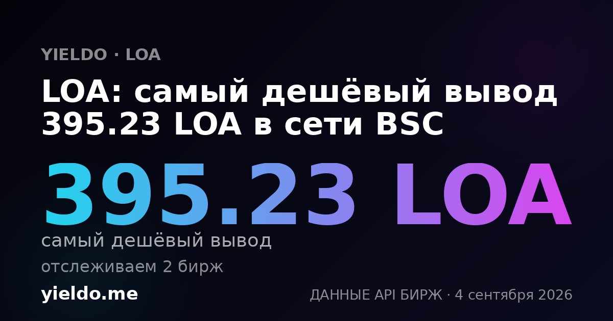 LOA: самый дешёвый вывод 395.23 LOA в сети BSC