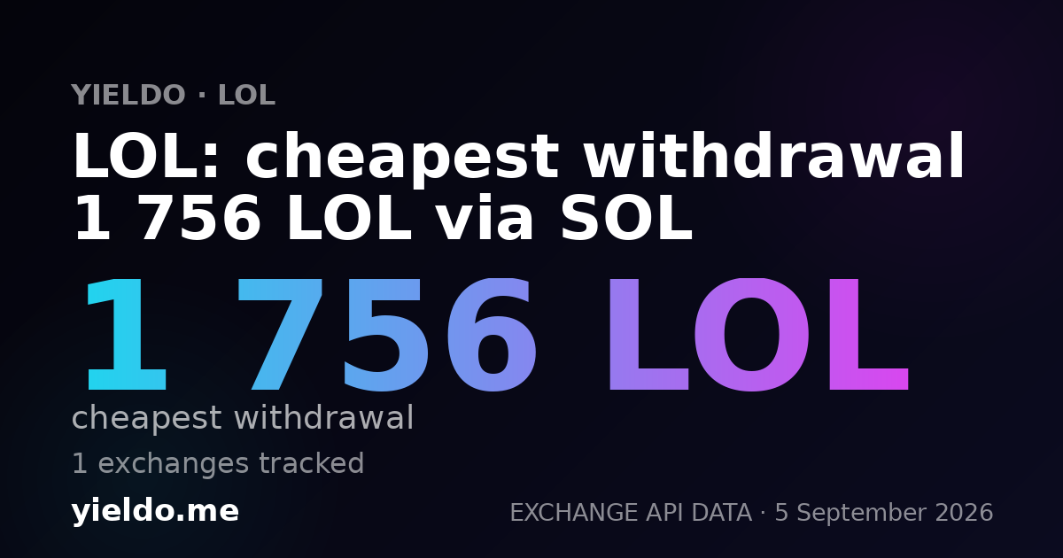 LOL: cheapest withdrawal 1 756 LOL via SOL