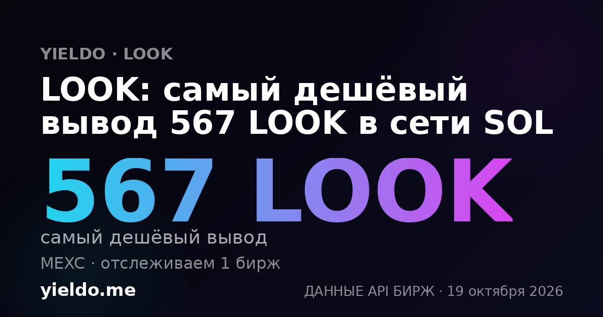 LOOK: самый дешёвый вывод 567 LOOK в сети SOL