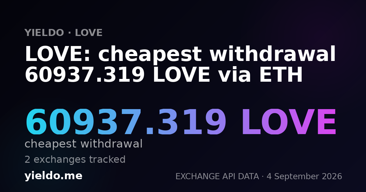 LOVE: cheapest withdrawal 60937.319 LOVE via ETH