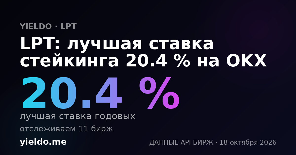 LPT: лучшая ставка стейкинга 20.4 % на OKX