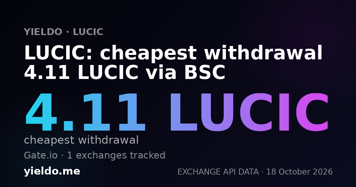 LUCIC: cheapest withdrawal 4.11 LUCIC via BSC