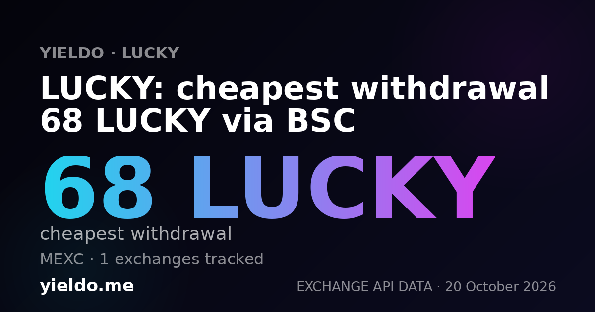 LUCKY: cheapest withdrawal 68 LUCKY via BSC