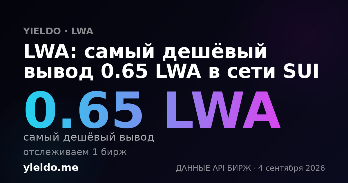 LWA: самый дешёвый вывод 0.65 LWA в сети SUI