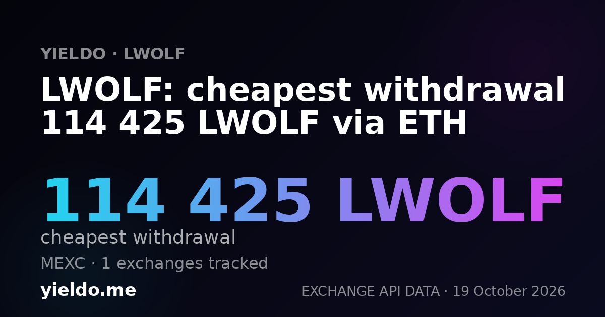 LWOLF: cheapest withdrawal 114 425 LWOLF via ETH
