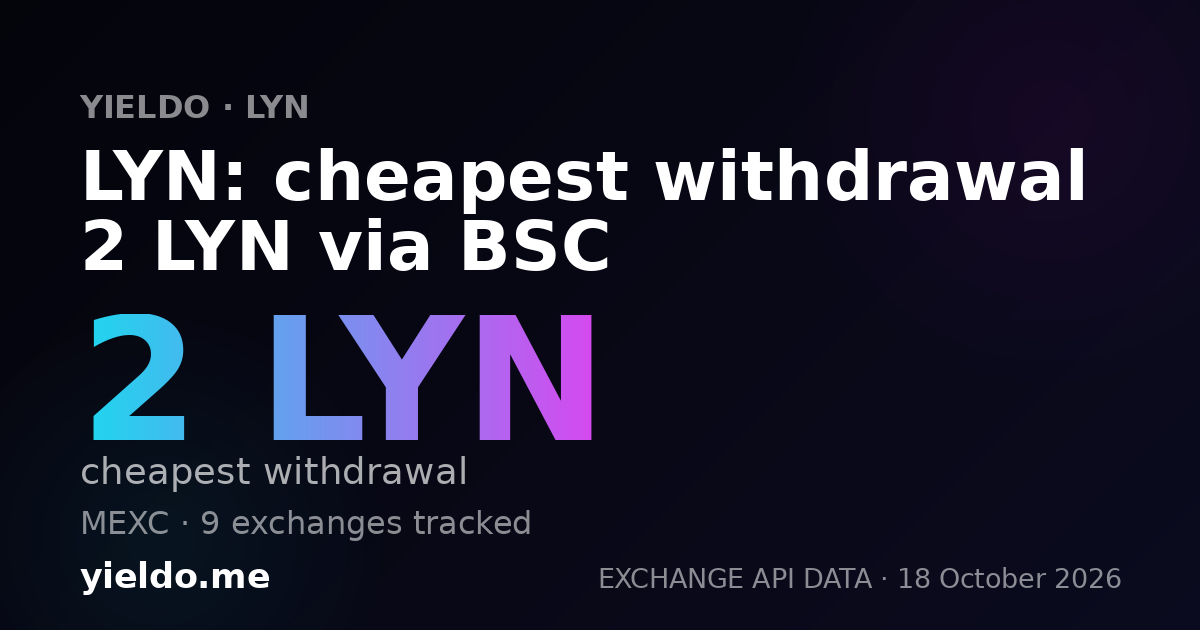 LYN: cheapest withdrawal 2 LYN via BSC