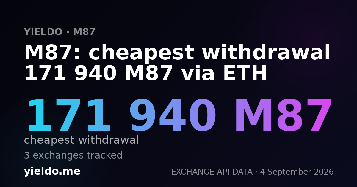 M87: cheapest withdrawal 171 940 M87 via ETH