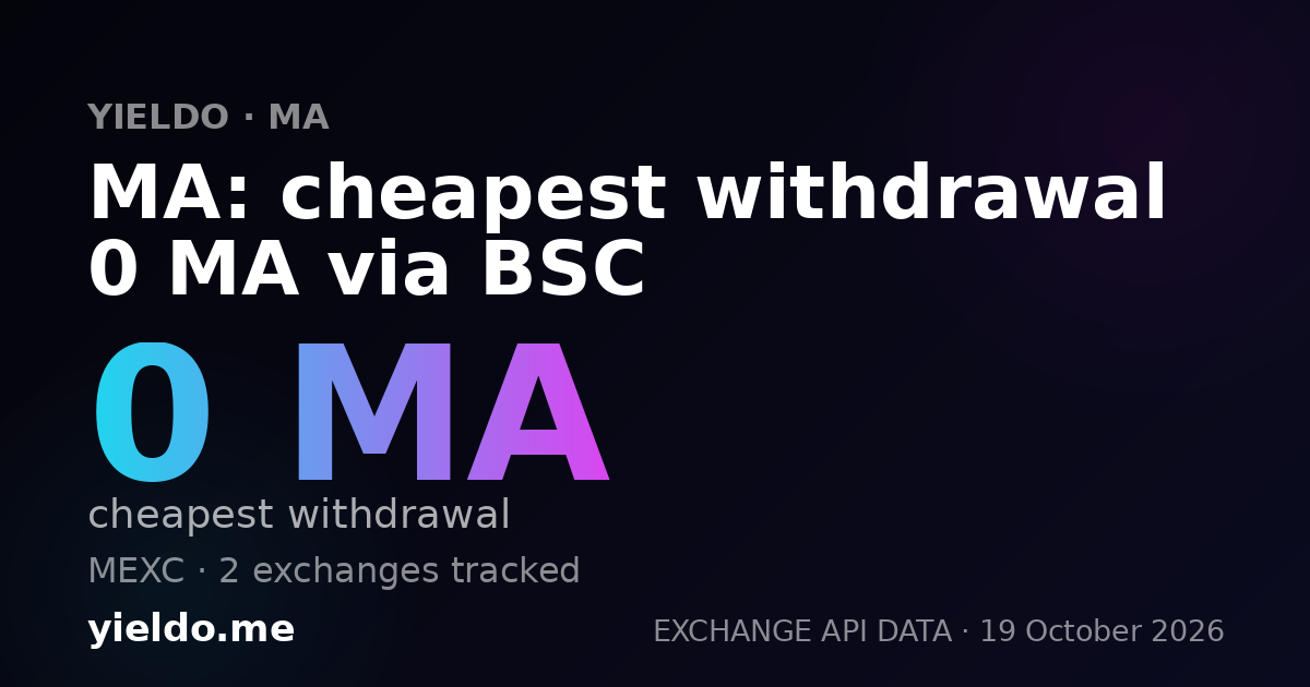 MA: cheapest withdrawal 0 MA via BSC