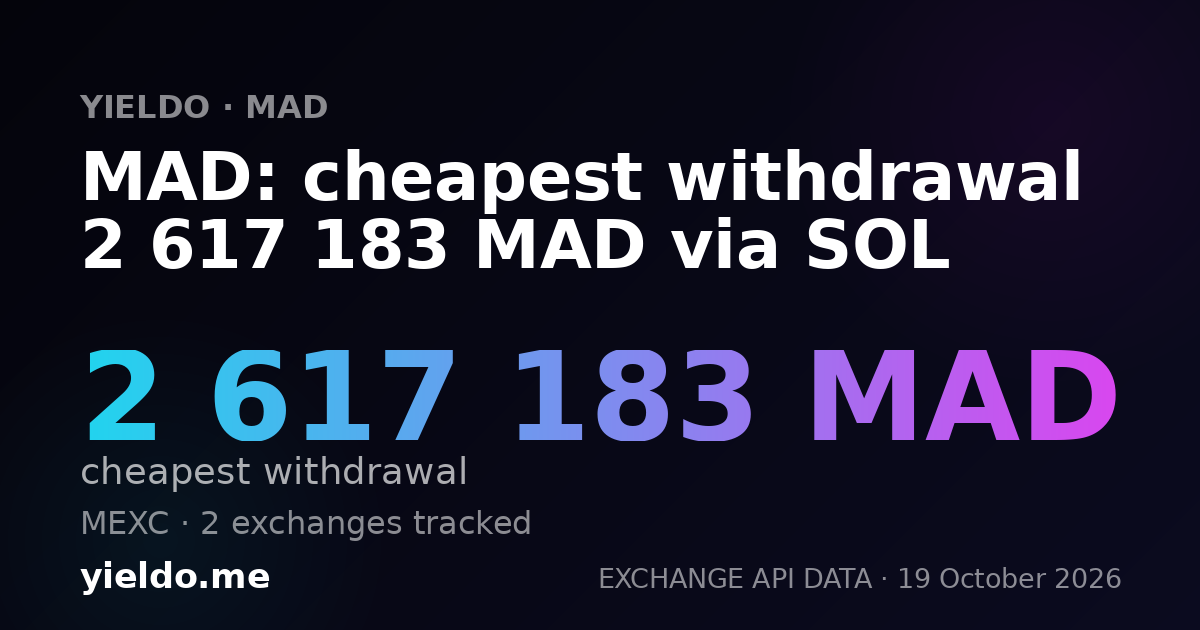 MAD: cheapest withdrawal 2 617 183 MAD via SOL