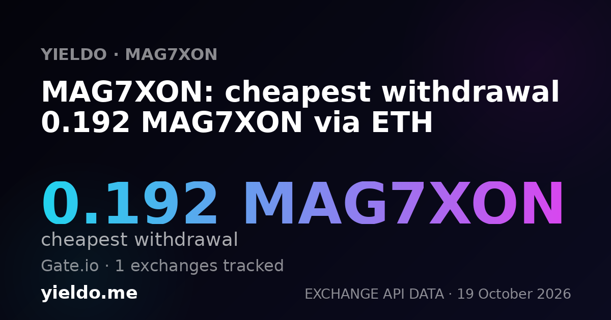 MAG7XON: cheapest withdrawal 0.192 MAG7XON via ETH