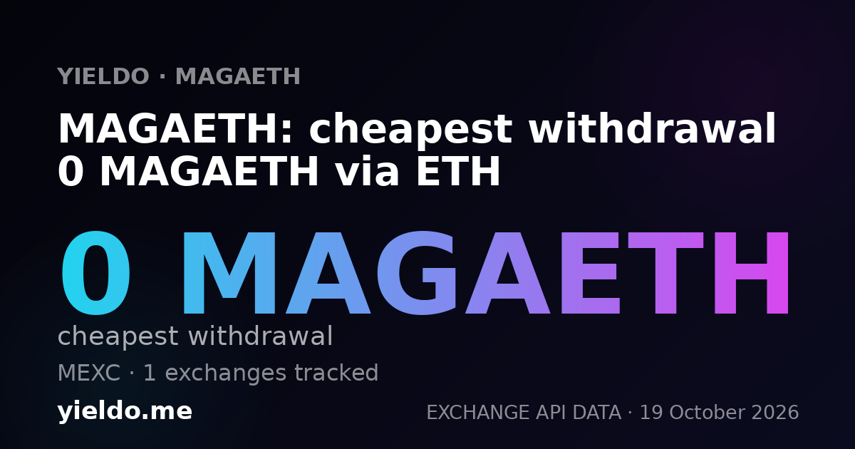 MAGAETH: cheapest withdrawal 0 MAGAETH via ETH
