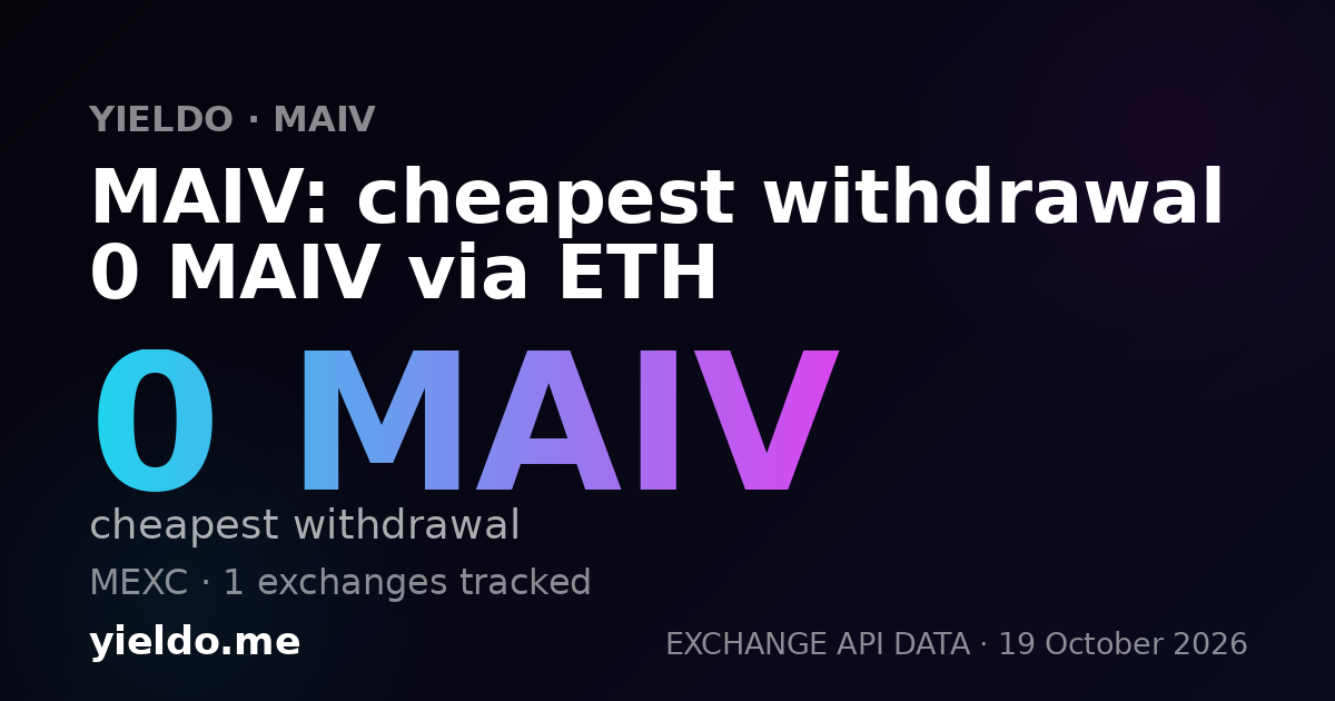 MAIV: cheapest withdrawal 0 MAIV via ETH