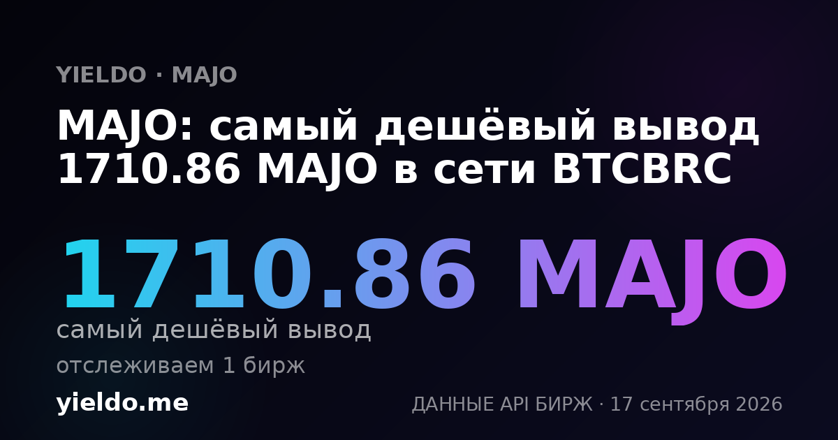 MAJO: самый дешёвый вывод 1710.86 MAJO в сети BTCBRC