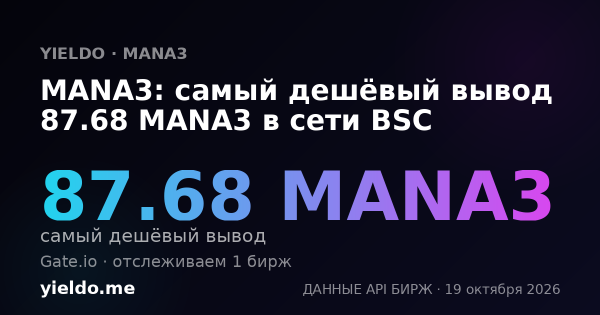 MANA3: самый дешёвый вывод 87.68 MANA3 в сети BSC