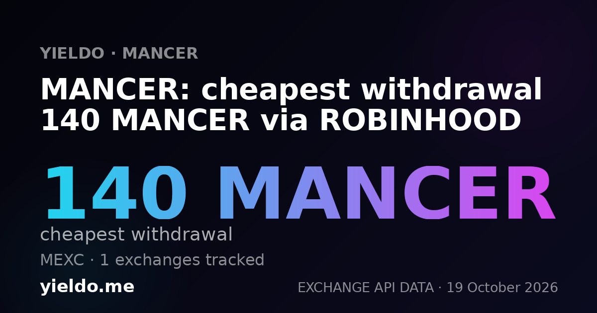 MANCER: cheapest withdrawal 140 MANCER via ROBINHOOD