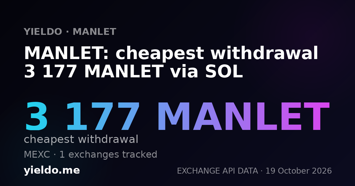 MANLET: cheapest withdrawal 3 177 MANLET via SOL