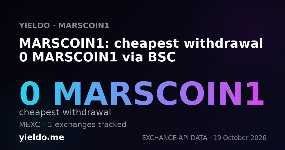 MARSCOIN1: cheapest withdrawal 0 MARSCOIN1 via BSC