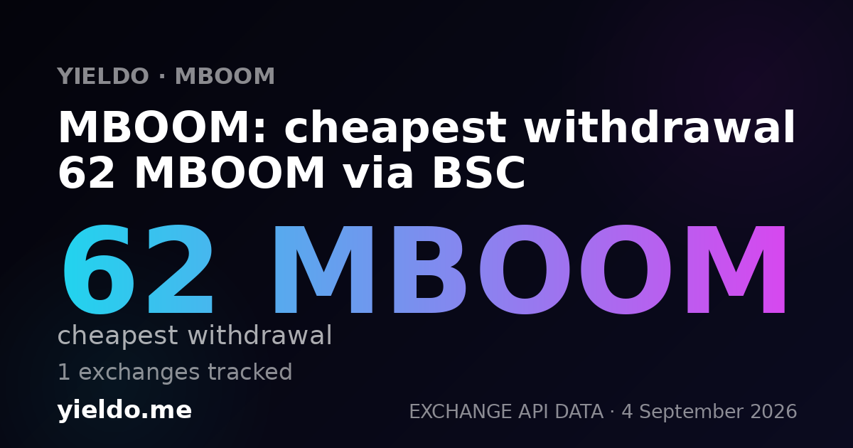 MBOOM: cheapest withdrawal 62 MBOOM via BSC