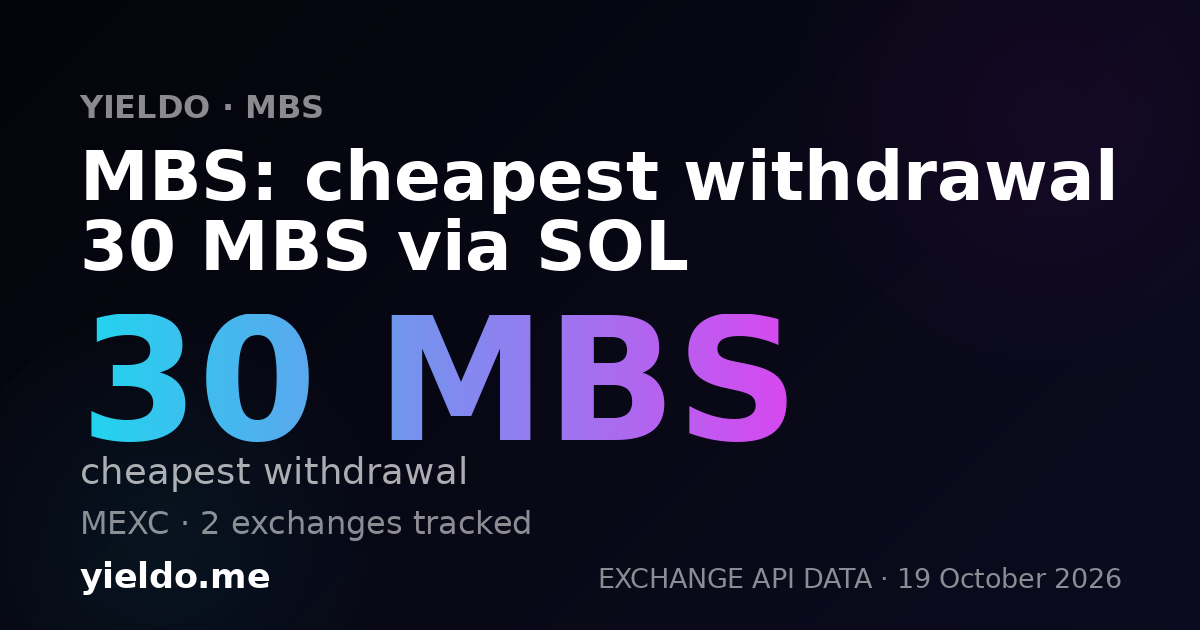MBS: cheapest withdrawal 30 MBS via SOL