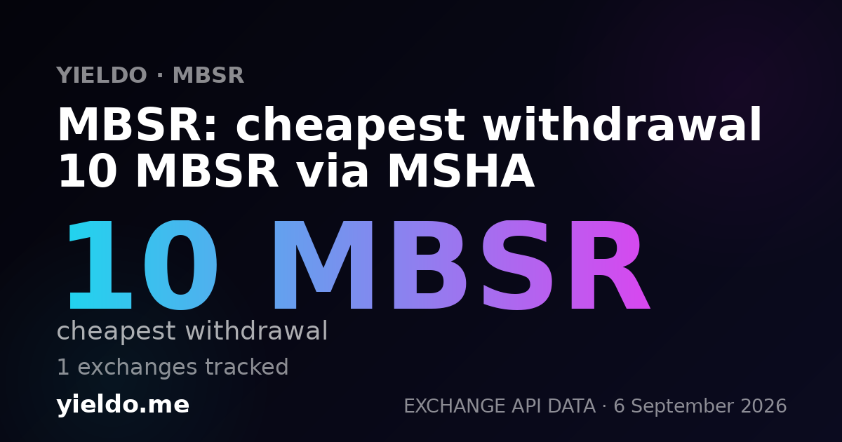 MBSR: cheapest withdrawal 10 MBSR via MSHA