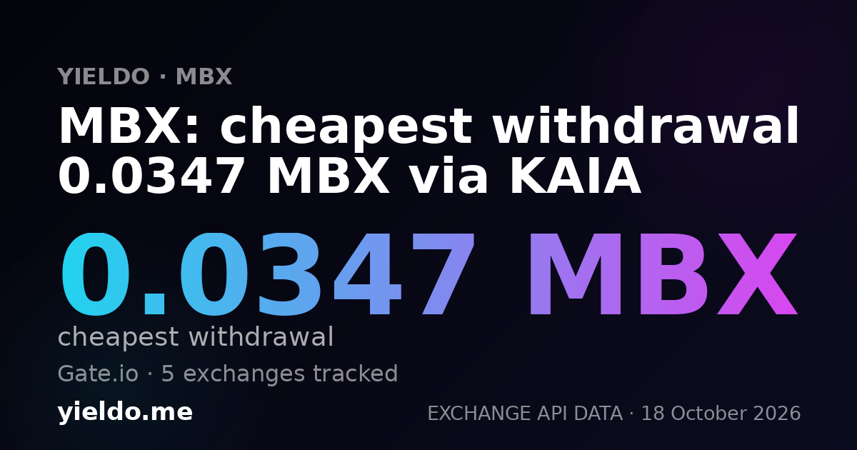 MBX: cheapest withdrawal 0.0347 MBX via KAIA