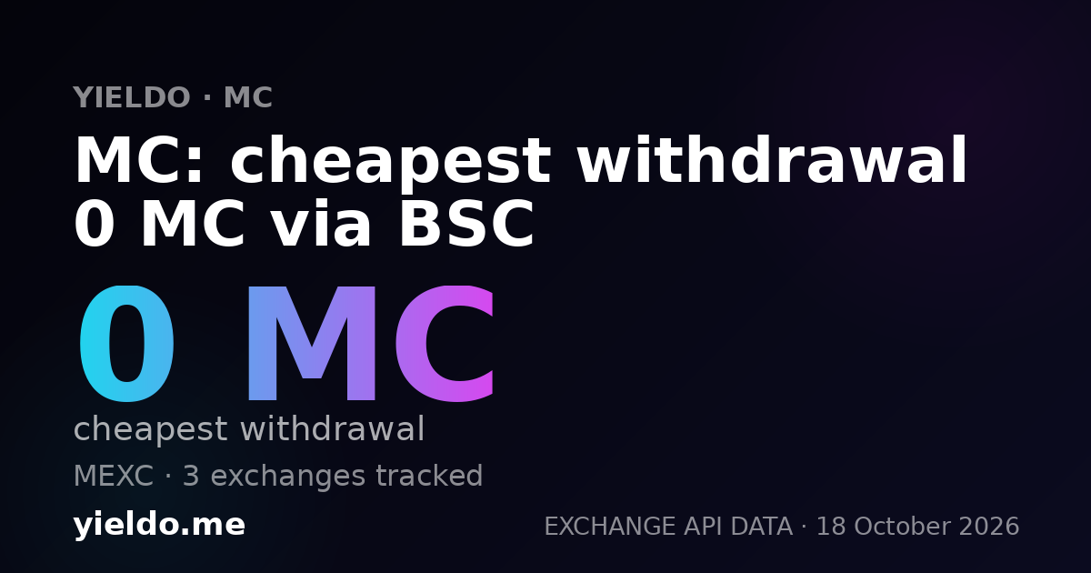 MC: cheapest withdrawal 0 MC via BSC