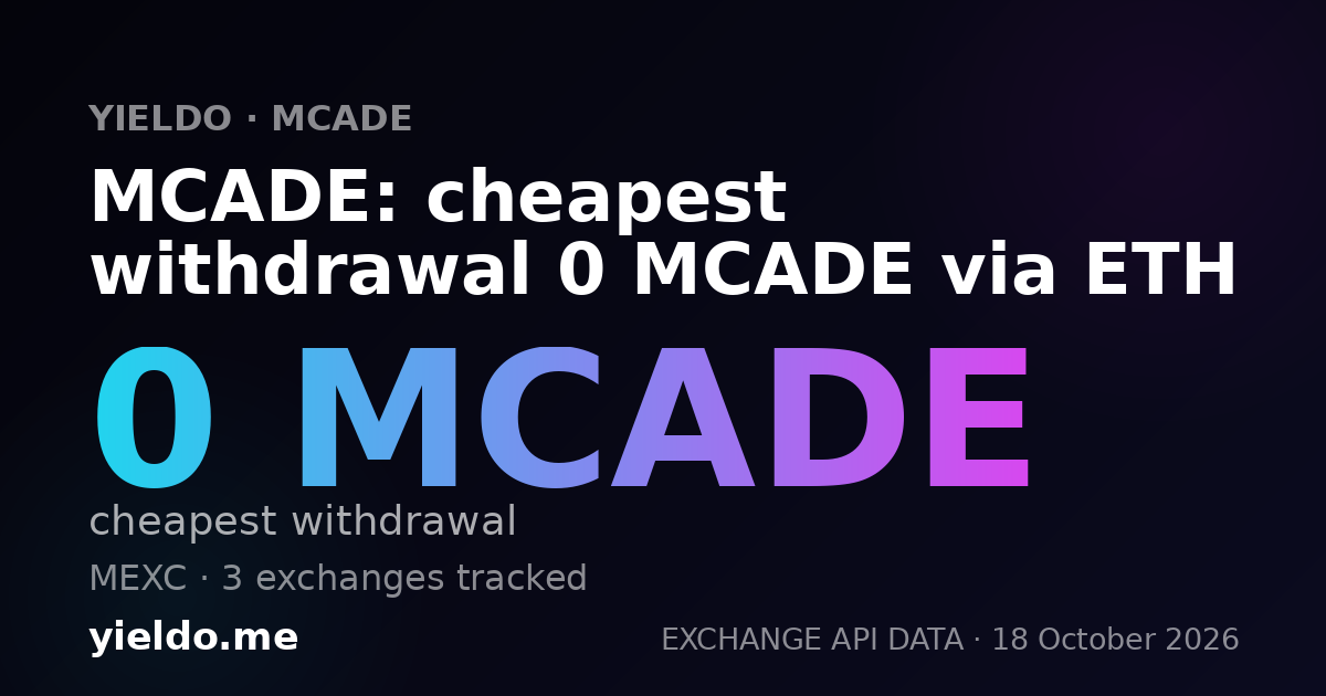 MCADE: cheapest withdrawal 0 MCADE via ETH