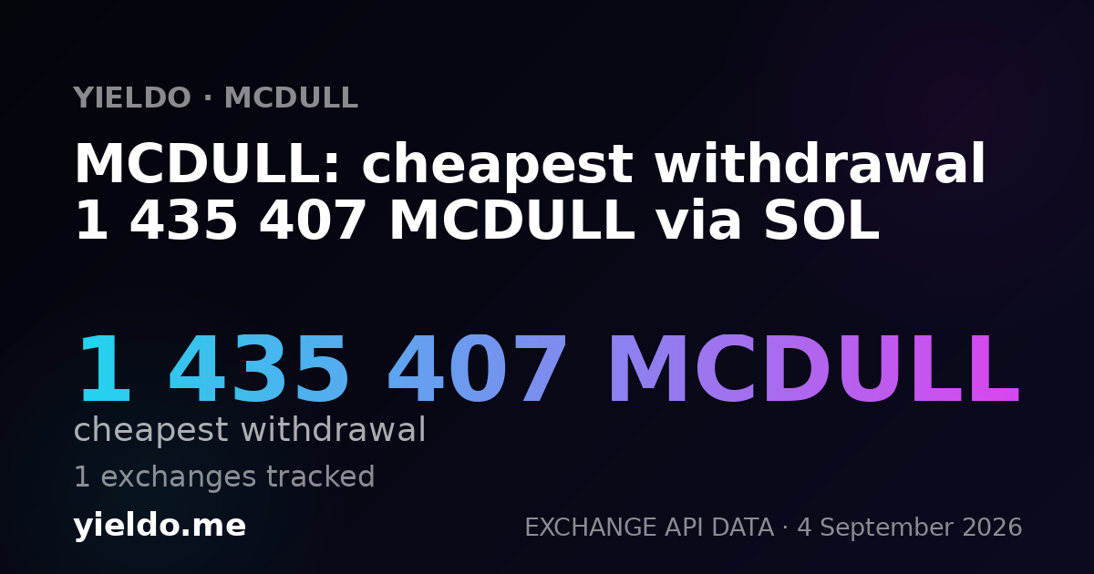 MCDULL: cheapest withdrawal 1 435 407 MCDULL via SOL