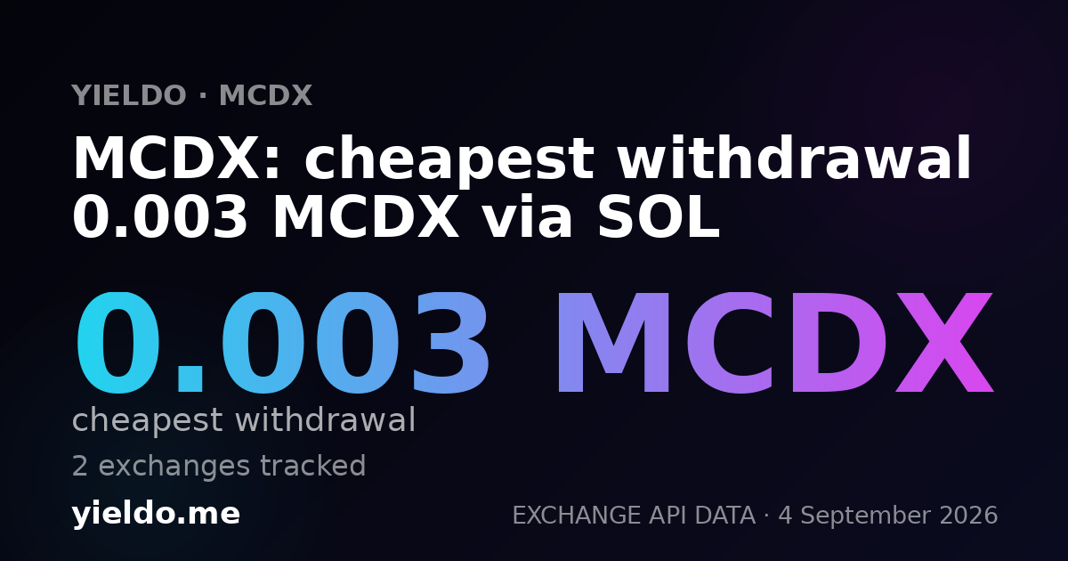 MCDX: cheapest withdrawal 0.003 MCDX via SOL