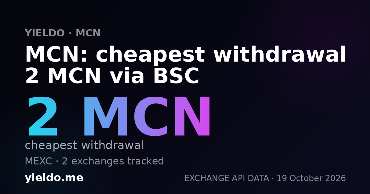 MCN: cheapest withdrawal 2 MCN via BSC