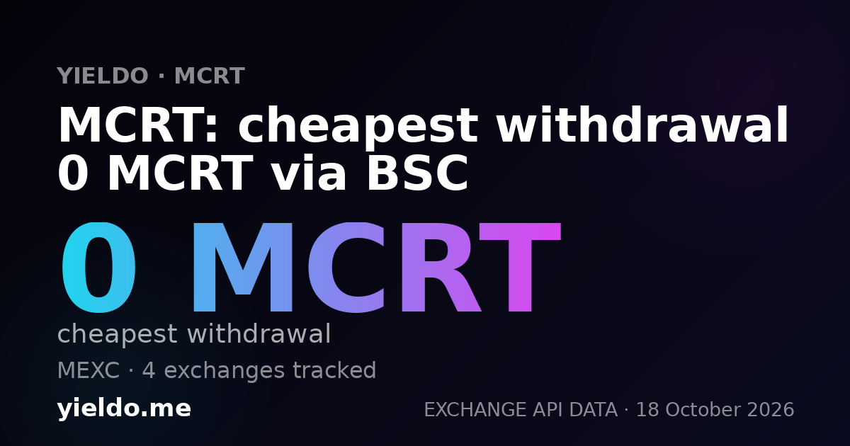 MCRT: cheapest withdrawal 0 MCRT via BSC