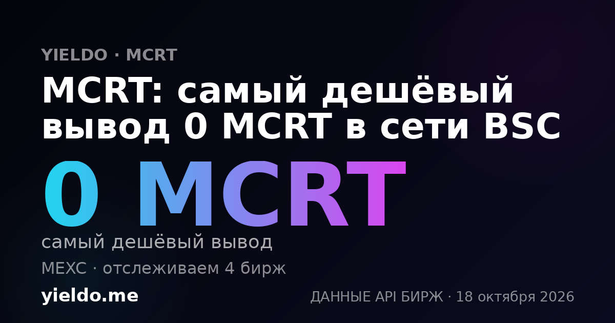 MCRT: самый дешёвый вывод 0 MCRT в сети BSC