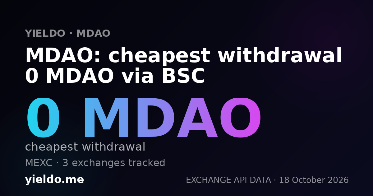 MDAO: cheapest withdrawal 0 MDAO via BSC
