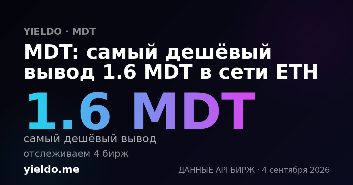 MDT: самый дешёвый вывод 1.6 MDT в сети ETH