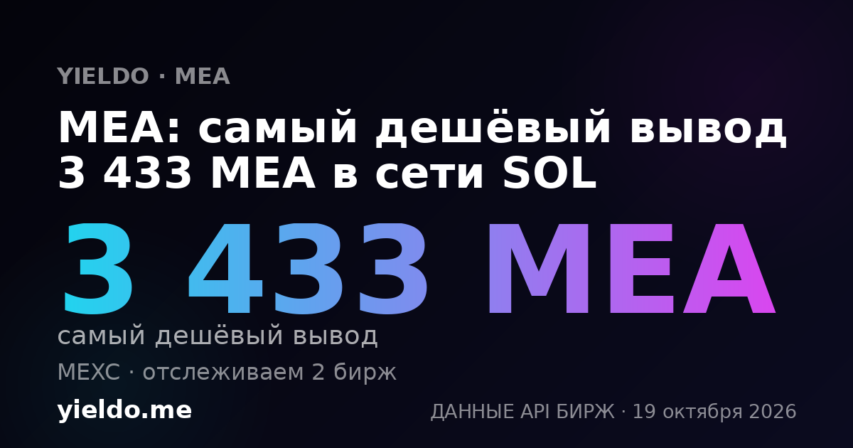 MEA: самый дешёвый вывод 3 433 MEA в сети SOL