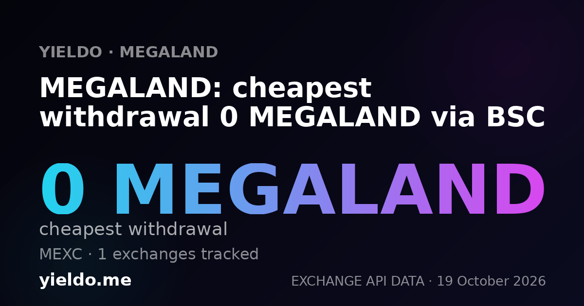 MEGALAND: cheapest withdrawal 0 MEGALAND via BSC